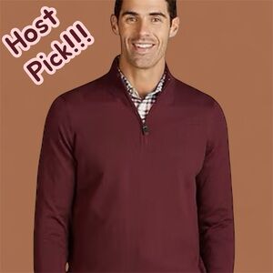 NWT BURGUNDY 100% PIMA COTTON MEN'S QUARTER-ZIP PULLOVER SWEATER- SIZE XL